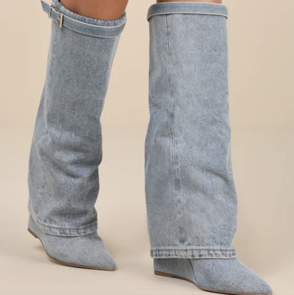 Steve Madden Denim Wedge Boots